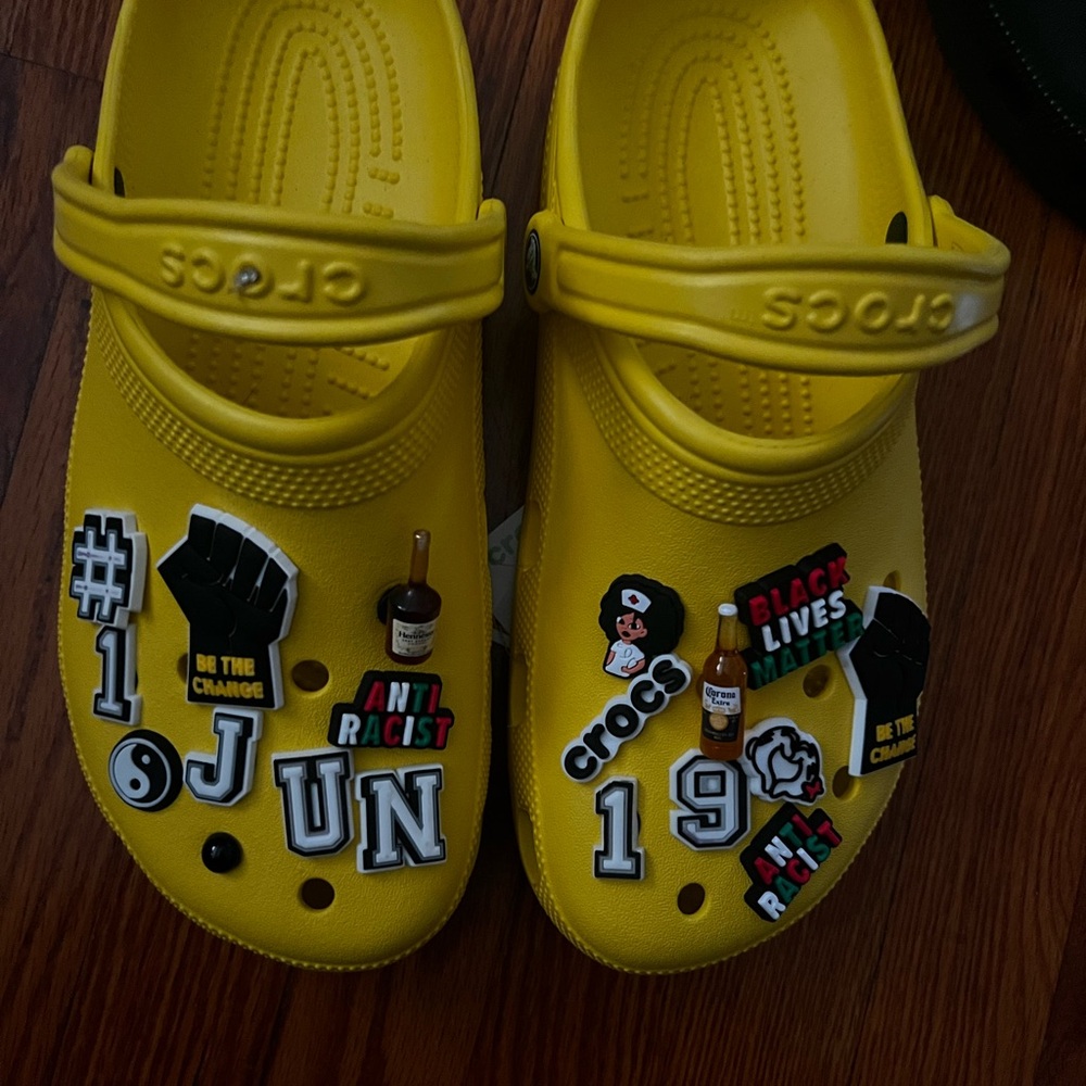 CROCS  Yellow Sandals with Fun Charms